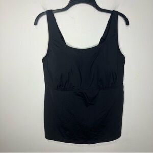 Lands’ End black Tankini top underwire size 16W DD slimming round neckline